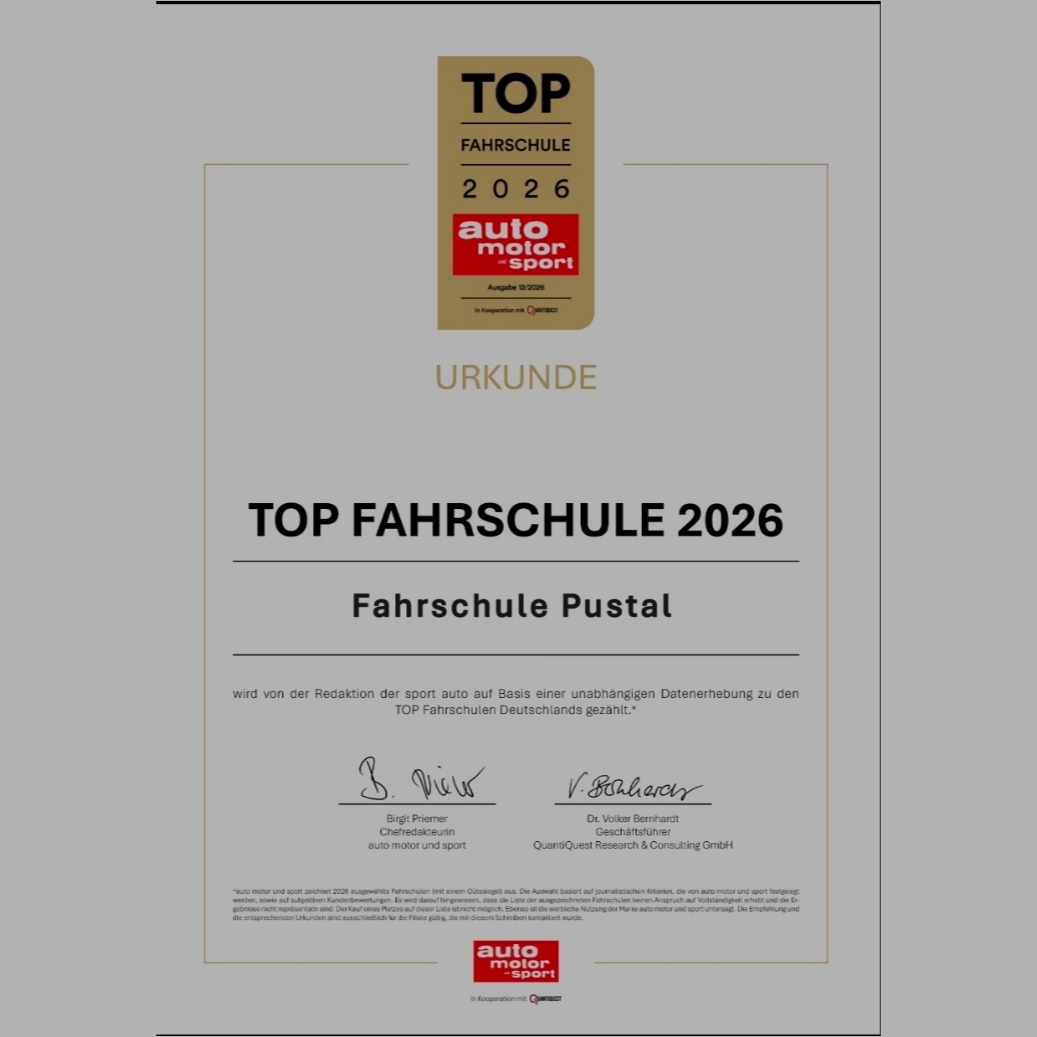 Auszeichnung von Automotorsport zur Top-Fahrschule 2026